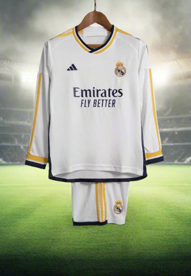 Real Madrid Kids 23-24 Home Long Sleeve Kit