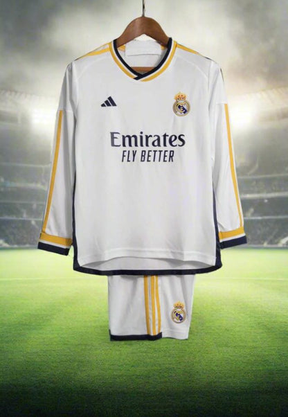 Real Madrid Kids 23-24 Home Long Sleeve Kit