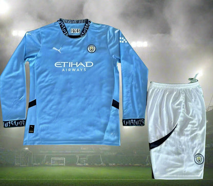 Manchester City Kids 24-25 Home Long Sleeve Kit