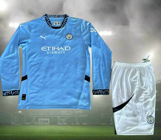 Manchester City Kids 24-25 Home Long Sleeve Kit