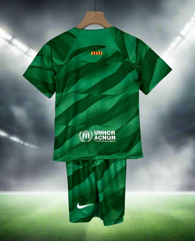 Barcelona Kids 23-24 Goalkeeper Kit Green rear