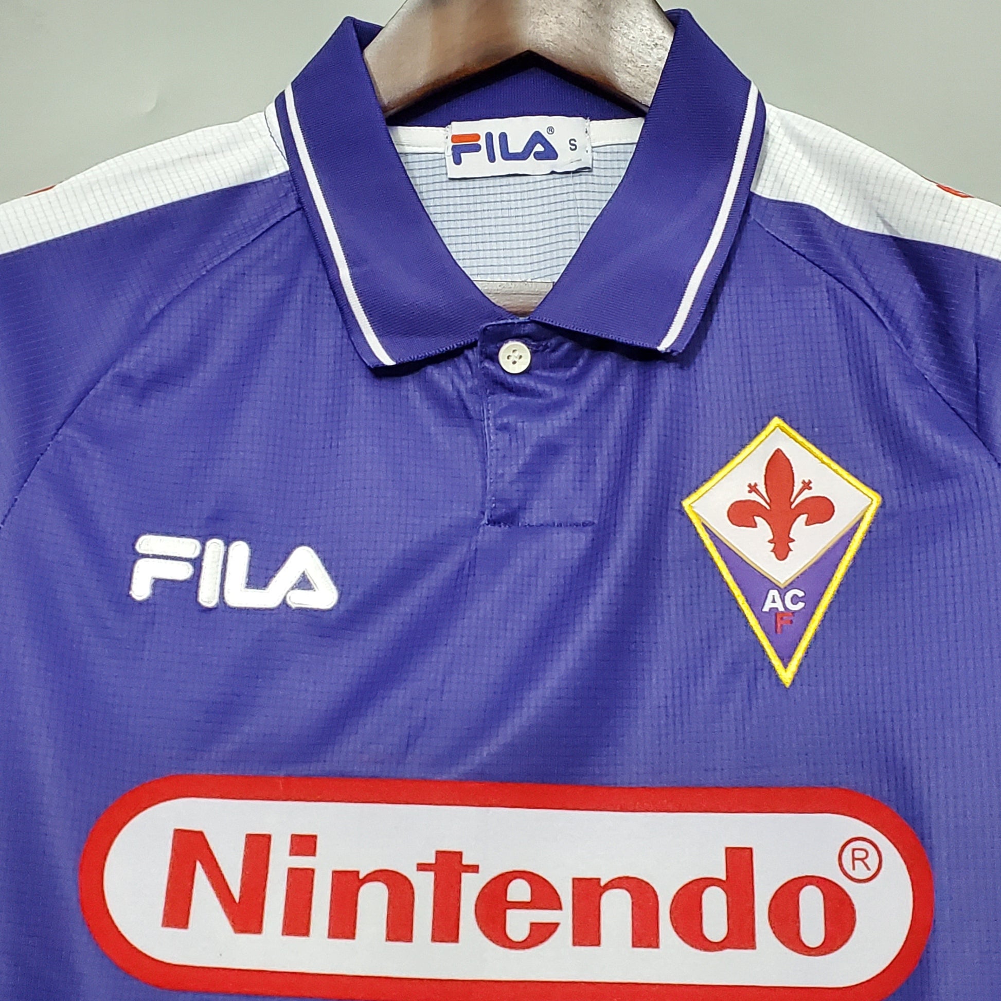 Fiorentina 98-99 Home Retro Shirt collar