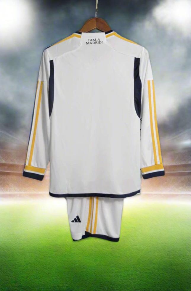 Real Madrid Kids 23-24 Home Long Sleeve Kit rear