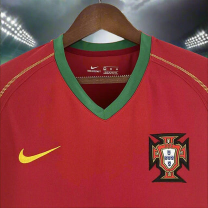 Portugal 06-08 Home Retro Shirt neck