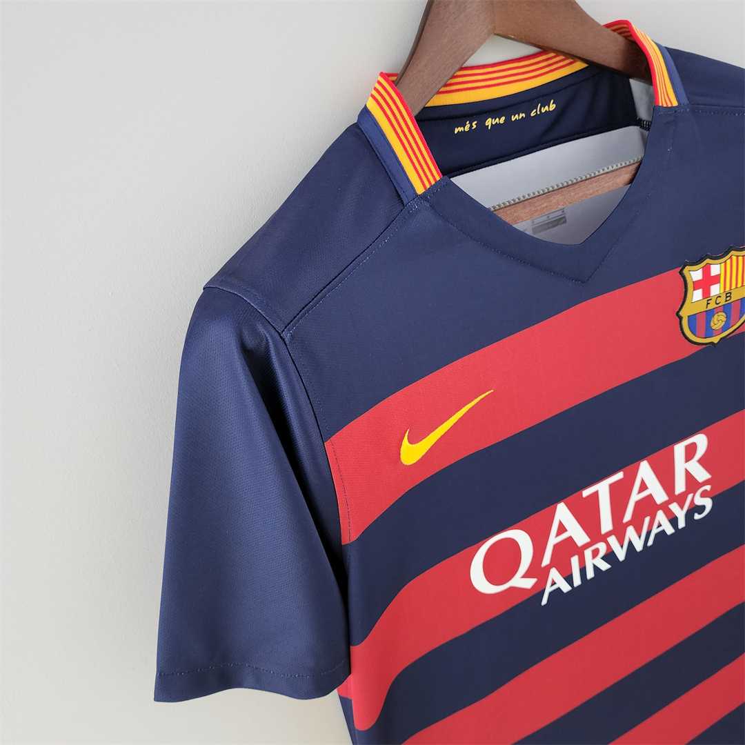 Barcelona 15-16 Home Retro Shirt side