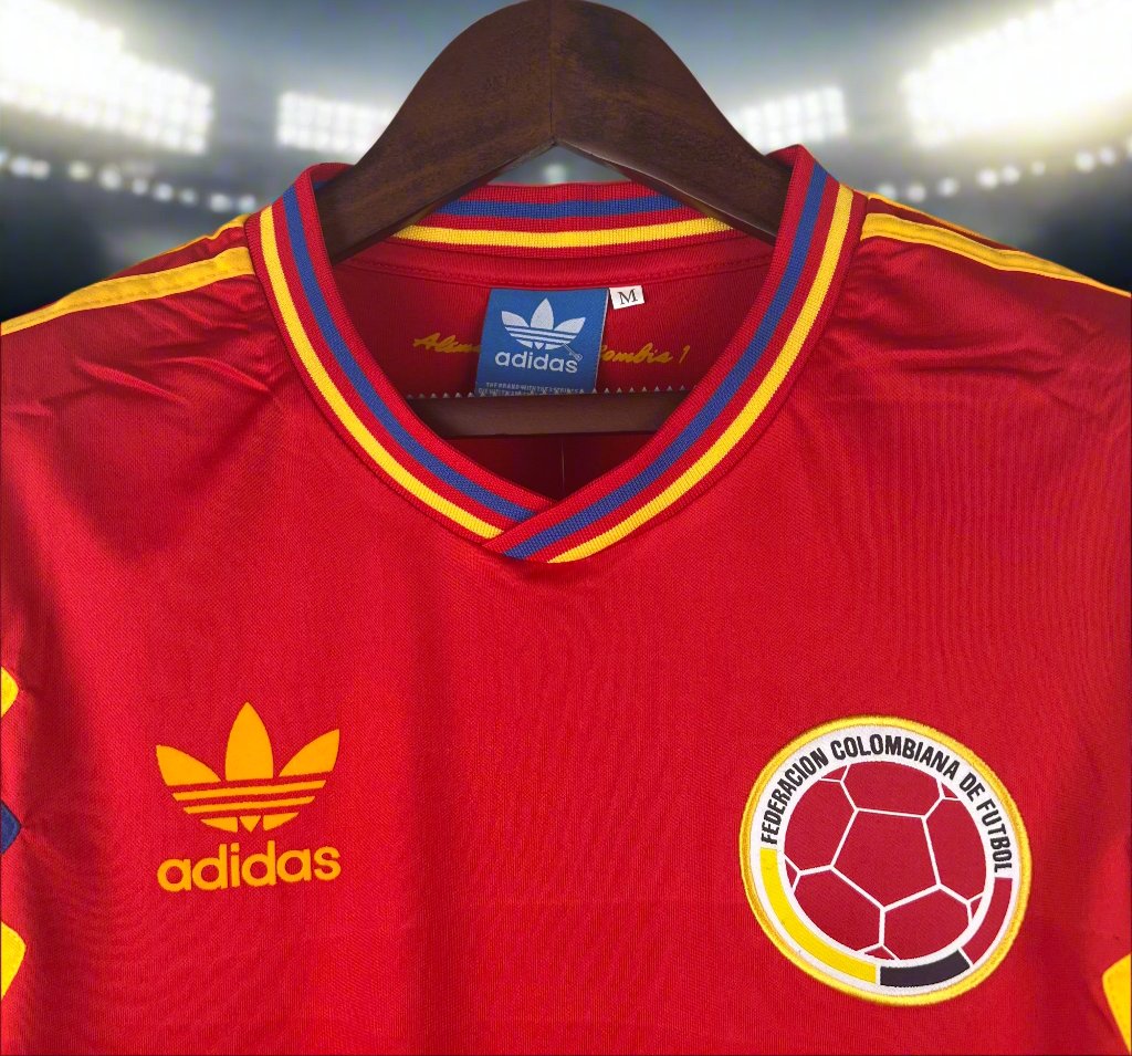 Colombia 90-91 Home Retro Shirt neck